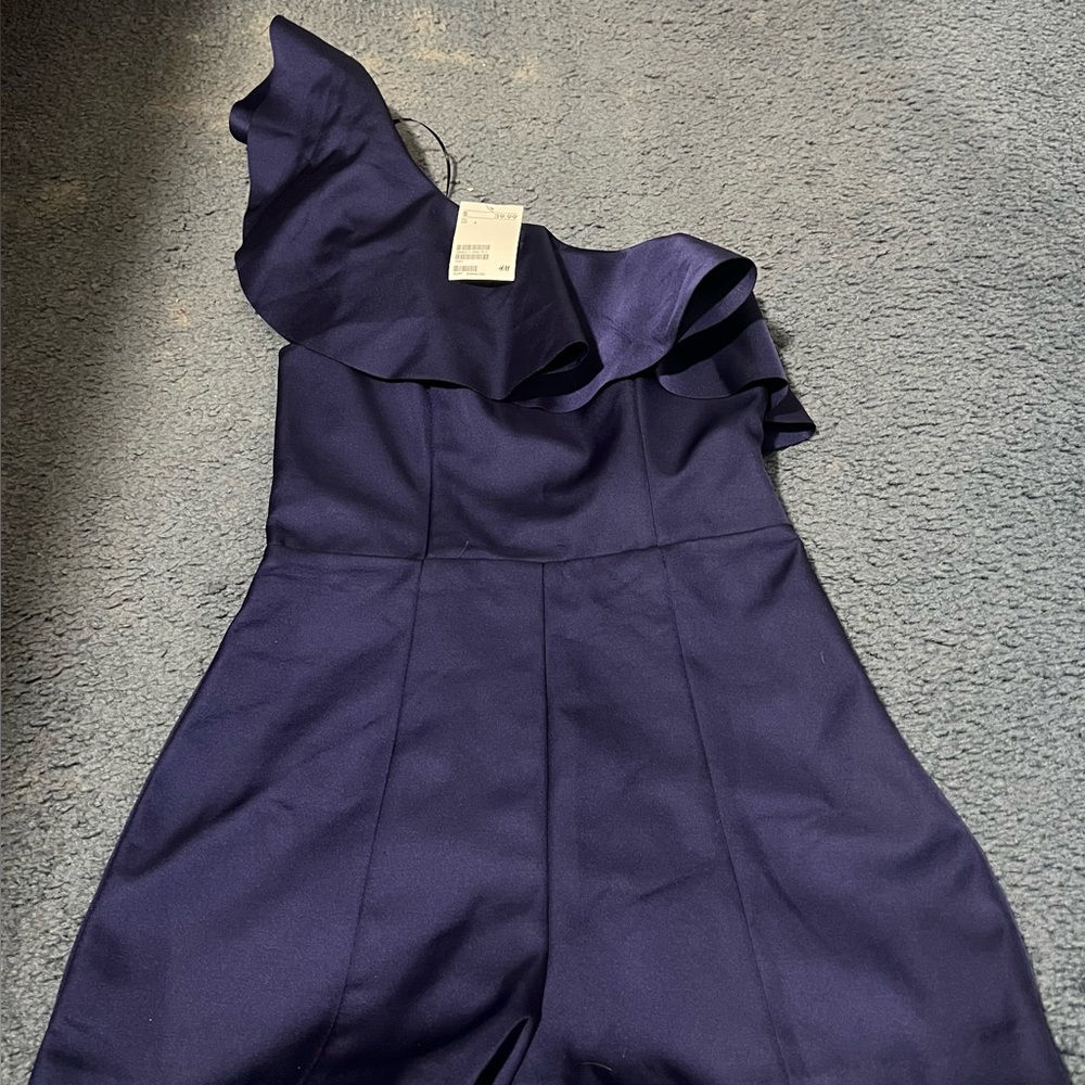 H&M Elegant One-Shoulder Dark Purple Dress. Brand new!